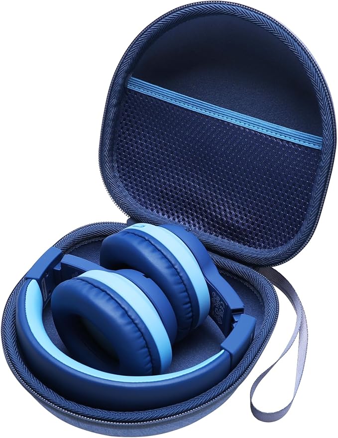 Kids Headphones Case Compatible with iClever BTH12 / BTH20/ BTH26/HS19, JoySpark, Candy Bila, EarFun, MIDOLA, IMYB Foldable Kids Headphones, Blue Travel Storage Bag(Case Only)