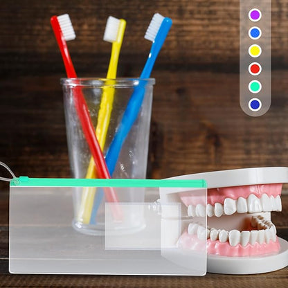 Timgle 400 Pcs Dental Zipper Pouches Zipper Lock Carrying Case with Business Card Holder Clear Toothbrush Pouch for Dental Hygiene Products Office Prizes, Color Random