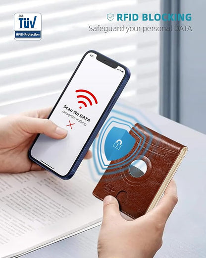 Zitahli Men's Wallets Airtag Holder Slim Rfid Leather with Gift Box
