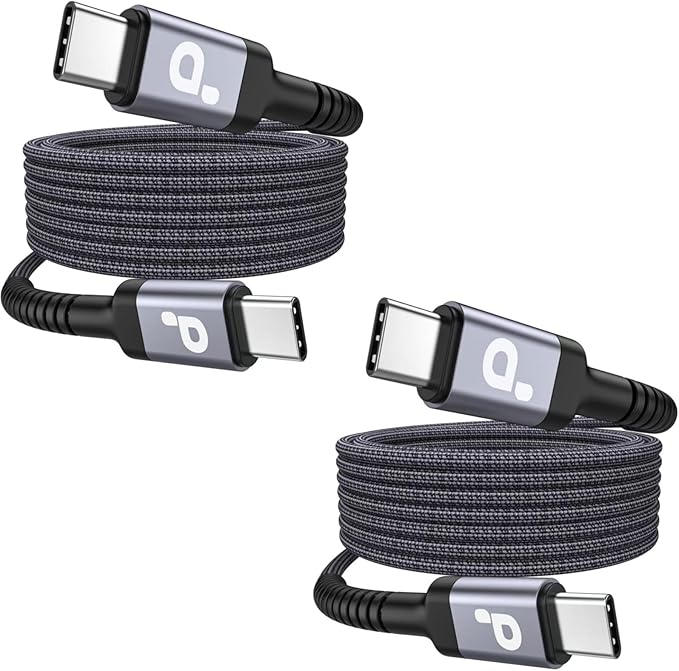 Extra Long USB C to C Cable 15FT, 100W USB C Cable Fast Charging, Upgraded Extra Durable Braided USB C Cord for iPhone 17 16 15 Pro Max, MacBook Pro, Samsung Galaxy S10 S9 Plus, LG and More-2Pack