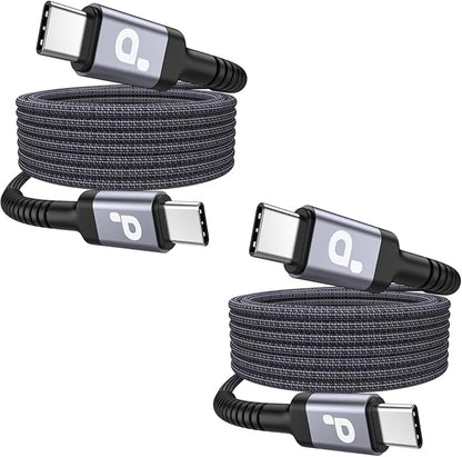 Extra Long USB C to C Cable 15FT, 100W USB C Cable Fast Charging, Upgraded Extra Durable Braided USB C Cord for iPhone 17 16 15 Pro Max, MacBook Pro, Samsung Galaxy S10 S9 Plus, LG and More-2Pack