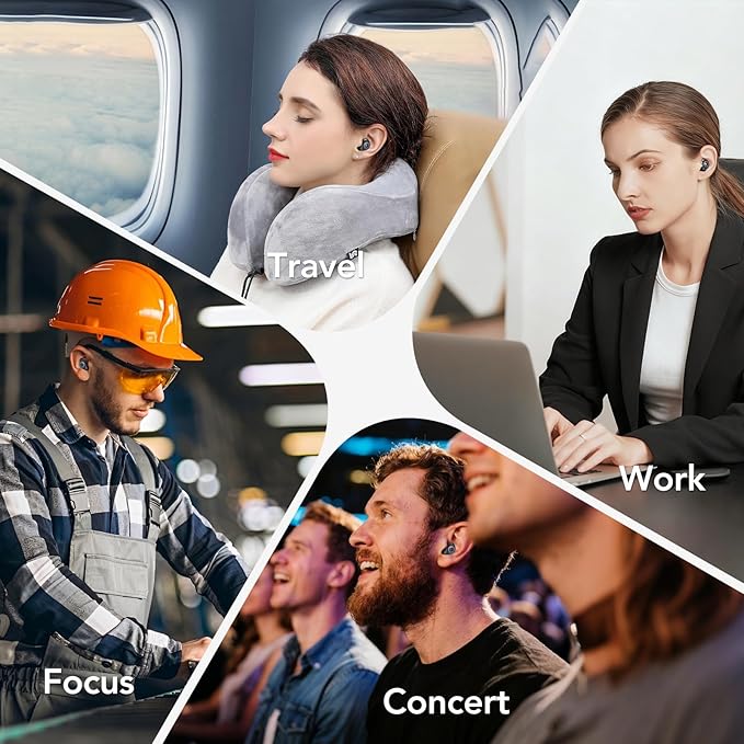 Ear plugs for Sleeping,Noise Cancelling Silicone Earplugs,45 dB,Soft and Reusable,Hearing Protection with 8 Earpieces in 4 Sizes(XS/S/M/L),Carrying bag,for Sleeping,Concert,Working,Studying,Travelling