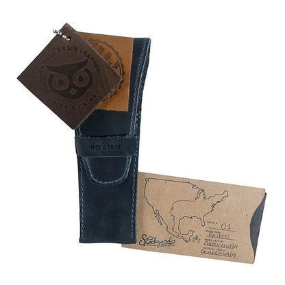 Hide & Drink, Leather Safety Razor Case, Shaving Accessories, Personal Care Essentials, Handmade Includes 101 Year Warranty (Slate Blue)