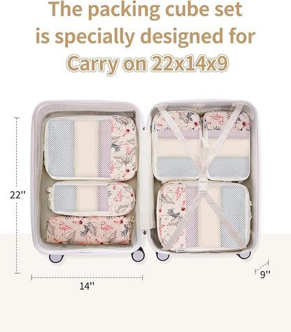 Narwey 6 Set Compression Packing Cubes for Travel Kids Women Carry on, Packing Organizers Bag for Backpack Luggage Suitcase Duffle Bags