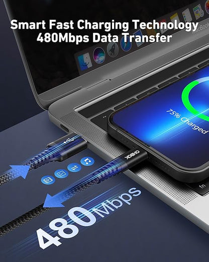 USB to USB C Cable 60W Fast Charging [2 Pack 3FT], USB A to USB C Cable for CarPlay, Durable Braided USB Type C iPhone Charger USBC Cord for iPhone 17/16/15/Pro Max, Samsung Galaxy S23 and More-Black