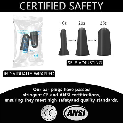 Quality Foam Earplugs 200 Pair - 32dB Noise Cancelling Soft High Decibel Ear Plugs for Noise Reduction Ear Protection Construction Loud Music Shooting Guns Work Safety Hearing Protection Ear Plugs