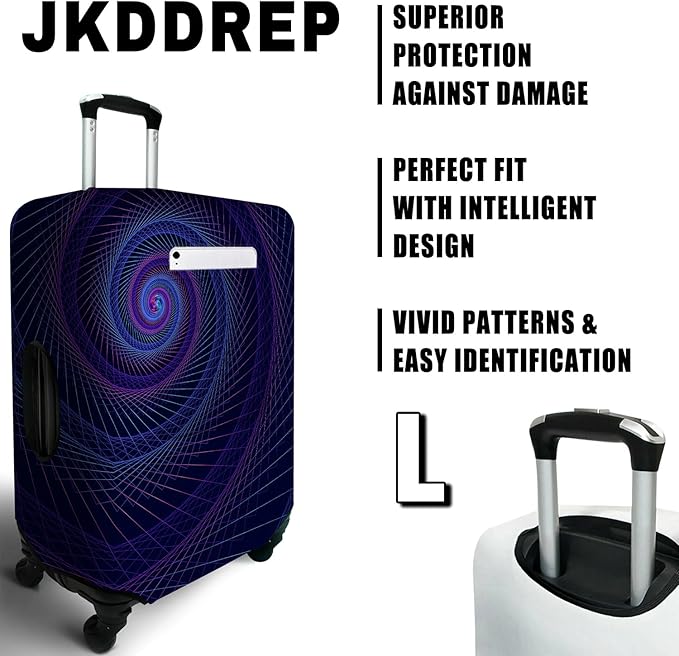 World Landmarks Travel Luggage Cover, Travel-Themed Suitcase Protector Stretchable, Washable Travel Suitcase Cover (L for 25-28 Inch Luggage)