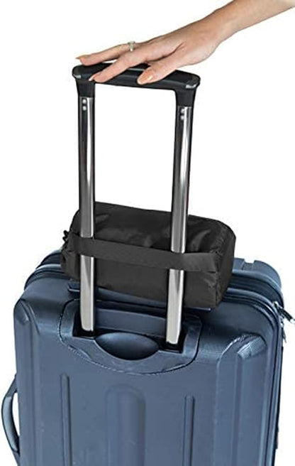 BlueHills Ultra Compact Travel Blanket Pillow in Portable Bag Case with Hand Luggage Belt & Backpack Clip Premium Cozy Soft Compact Pack Large Blanket for Airplane Flight Layover Black C003