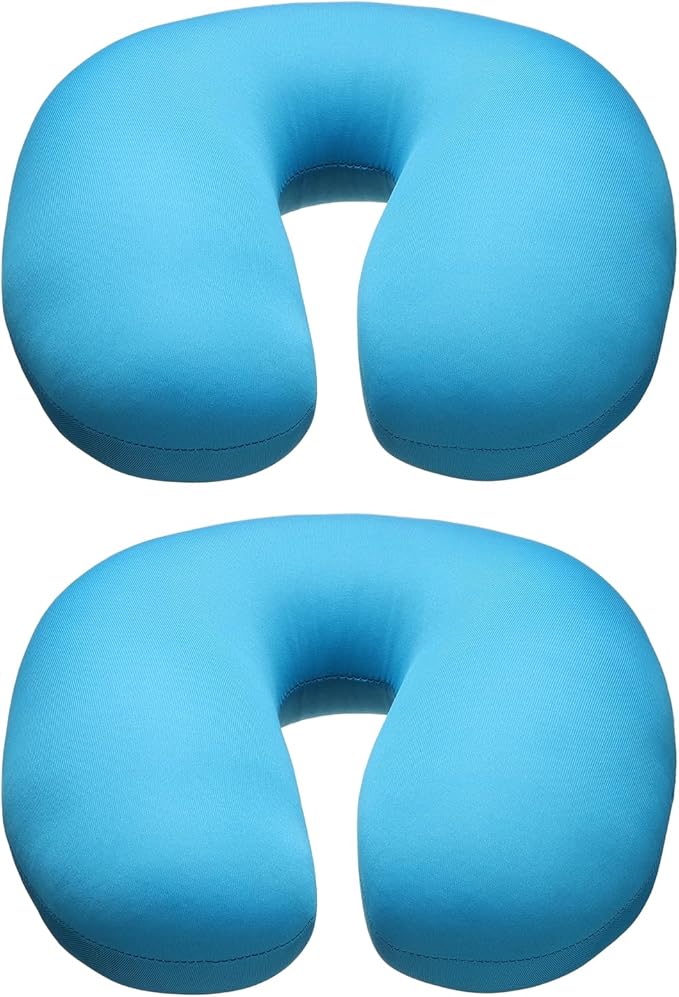 HARFINGTON 2pcs Travel Pillow Airplane Neck Pillow U-Shaped Filled with Foam Beads Stuffable Classic for Sleeping Neck Chin Lumbar Support, Light Blue