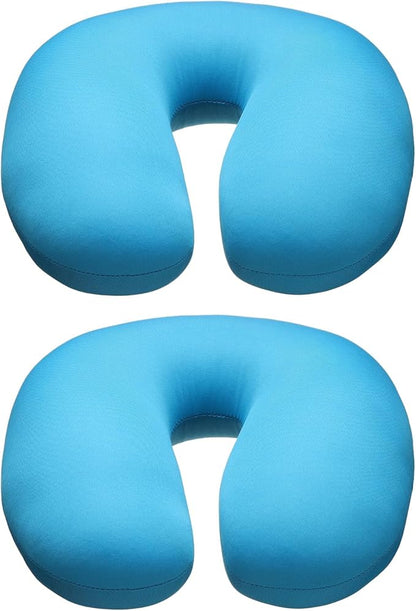 HARFINGTON 2pcs Travel Pillow Airplane Neck Pillow U-Shaped Filled with Foam Beads Stuffable Classic for Sleeping Neck Chin Lumbar Support, Light Blue