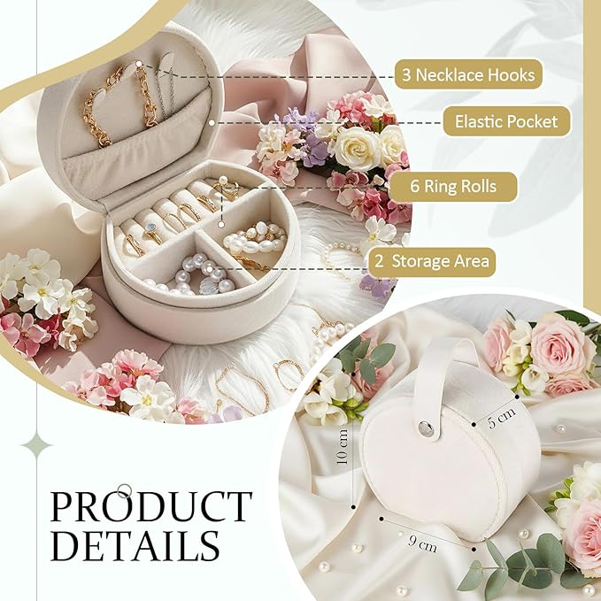 Weysat 8 Pack Velvet Travel Jewelry Case Bulk Mini Bridesmaid Jewelry Box Small Earring Storage Organizer for Women Proposal Gifts(White, Velvet)