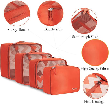 BAGAIL 8 Set Packing Cubes Luggage Packing Organizers for Travel Accessories-Orange