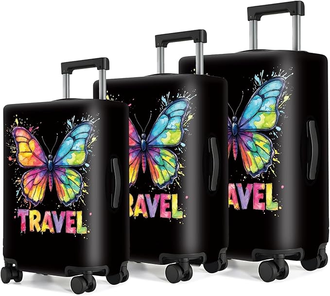 Colorful Butterfly Luggage Cover – Stylish and Durable Travel Suitcase Protector for Women and Men, Fits 28"-30" Suitcase, L