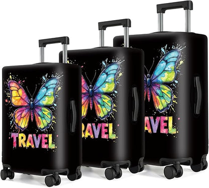 Colorful Butterfly Luggage Cover – Stylish and Durable Travel Suitcase Protector for Women and Men, Fits 32"-34" Suitcase, XL