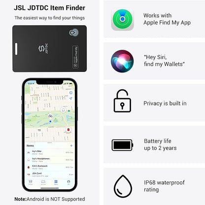 Tracking-Card-for-Wallet [Apple MFi Certified], Tracking Card Works with Apple-Find-My (iOS Only), Bluetooth-Tracker-Smart-Card for Wallet/Luggage/Passport, IP68 Waterproof, 1 Pack