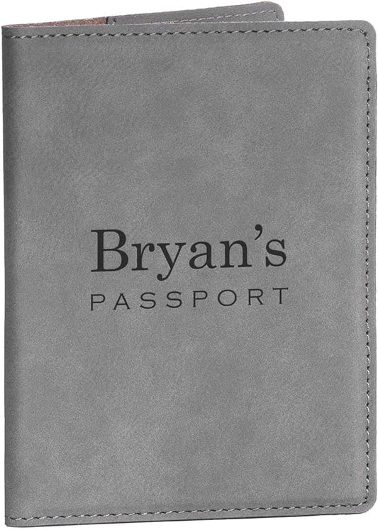 Personalized Passport Cover with Name - Gray, Personalized Passport Case, Custom Passport Holder