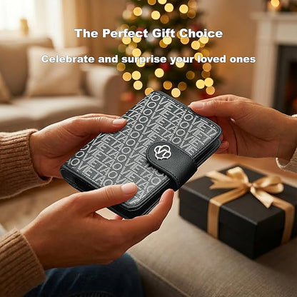 Passport Holder for Travel, RFID Blocking Leather Airtag Wallet for Women Men, Large Passport Cover Essentials Gift, Tickets, Cash, Photo, Sim Card Pen Slot - Black