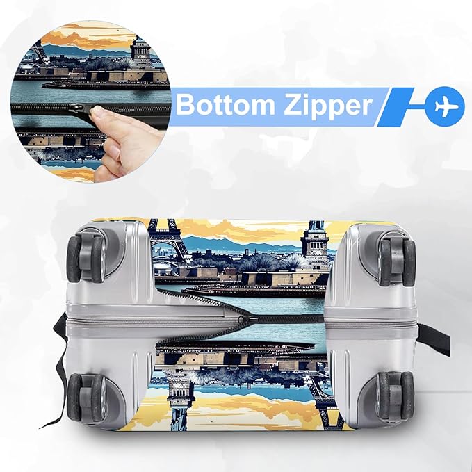 ANNA QUEEN Travel Luggage Cover Suitcase Protector Suitcase Cover Anti-Scratch,Stretchable Bag Cover Washable Durable Polyester with Elastic Hem with Zipper Closure