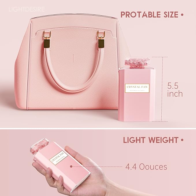 LIGHTDESIRE Handheld Mini Personal Fan with Fragrance Discs, Quiet Retractable, Cooling Portable Rechargeable 3 Speeds Mode Lady Small Fan for Desk Travel Makeup(Pink),Best Gifts for Women