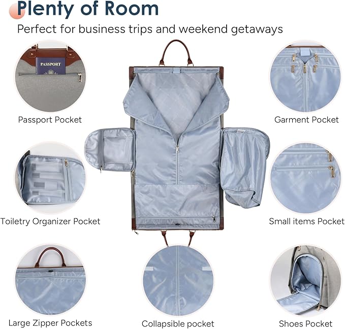 travel inspira Convertible Garment Bag 2 in 1 Carry On Garment Duffle Weekender 45L with Extended Shoe Compartment, Waterproof Nylon, Hanging Hook for Travel Business Men, Army Green