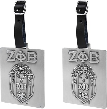Zeta Phi Beta Sorority Paraphernalia - Official Vendor - Travel Luggage Tags - Set of 2 - Greek Letters and Shield