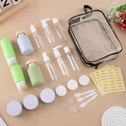 Travel Bottles for Toiletries, 25 Pack TSA Approved Travel Size Containers for Toiletries, Leak Proof Refillable & Squeezable Toiletry Bottles Kit with Clear Bag for Shampoo Lotion Cream Conditioner