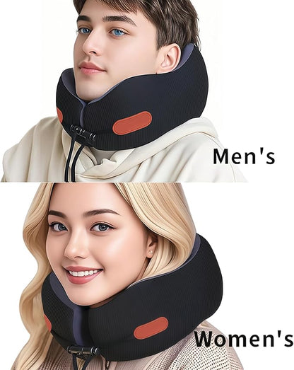 Travel Neck Pillow for Airplane, Ergonomic Design, Travel Pillow with Memory Foam, with 360-Degree Head Support, Adjustable Strapm, Secure Fit, for Flights, Car Rides, and Home Rest (Black)