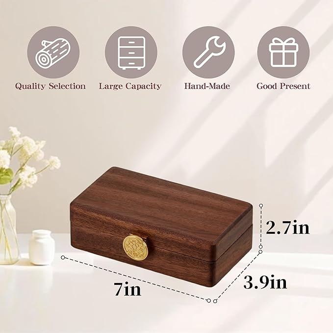 Travel Jewelry Case Wood Small Jewelry Box for Women Wood Jewelry Organizer Storage Holder For Earrings Rings Necklaces Velvet Wooden Jewelry Box With Lock