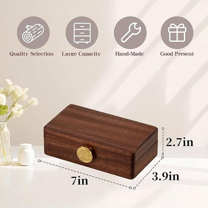 Travel Jewelry Case Wood Small Jewelry Box for Women Wood Jewelry Organizer Storage Holder For Earrings Rings Necklaces Velvet Wooden Jewelry Box With Lock