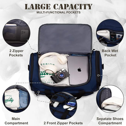 Tactical Duffle Bag For Travel Expandable 52L Large Duffle Bag For Men Gym Duffel With Wet Pocket Multi-Functional Carry On Bags Weekender Overnight Bag Organizer Duffel Bag For Travel