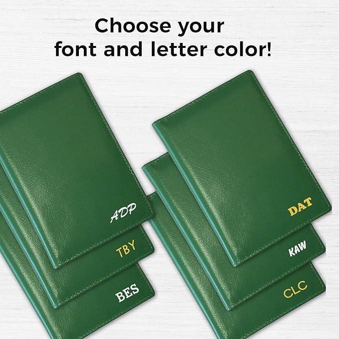 Personalized Monogrammed Emerald Green Leather RFID Passport Wallet