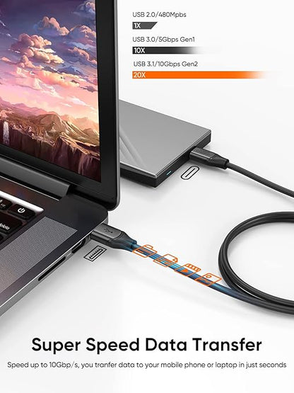 CableCreation USB C to USB A Cable 1FT 2Pack, USB-C to USB 3.1 USB 3.2 Gen2 10Gbps USB-A to C Data Cable, Android Auto Cord 3A for Type C External SSD MacBook Pro iPad S21, iPhone 15/16 Pro Max