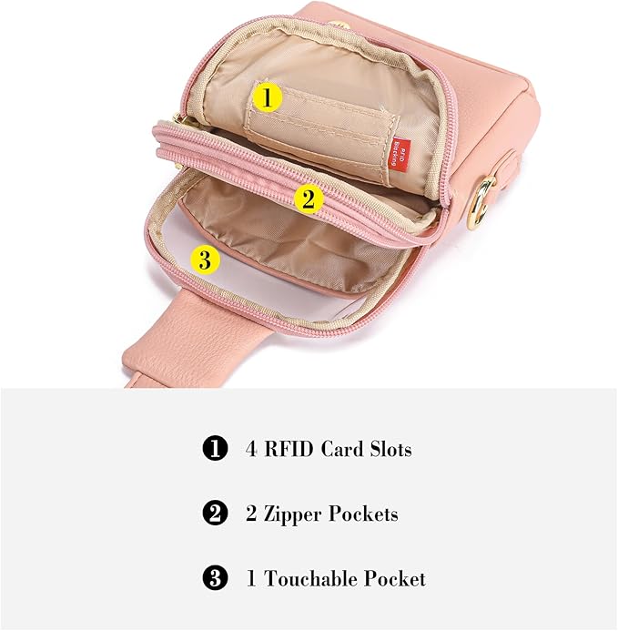 INICAT Sling Bag for Women Touchscreen Small Crossbody Cell Phone Purse Fanny Pack