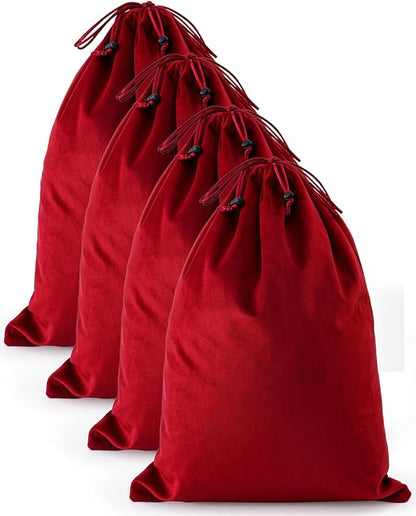FantasyLife Shoe Bags for Travel, Washable Dust Bags for Storage & Packing, Flannel Shoe Pouch with Drawstring Closure for Purses, Handbags, Shoes & Toys (4, Rio Red)