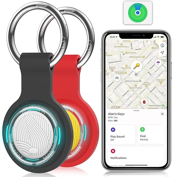 Key Finders & Trackers Works with Apple Find My (iOS Only) is Perfect for locating Keys, Luggage, Backpacks, and Pets. These Item Finders Feature Replaceable Batteries, Loud beeps, and Tracking