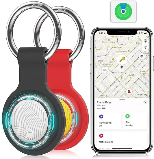 Key Finders & Trackers Works with Apple Find My (iOS Only) is Perfect for locating Keys, Luggage, Backpacks, and Pets. These Item Finders Feature Replaceable Batteries, Loud beeps, and Tracking