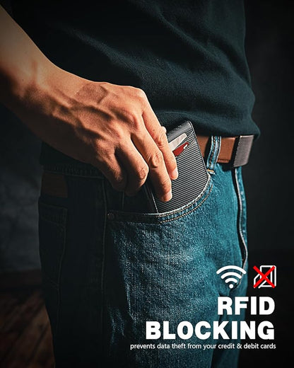 Zitahli Money Clip Wallets for Men,Slim Bifold Wallet 10-12 Cards, Mens Leather Wallet with ID Window,RFID Blocking Thin Minimalist Credit Card Holder,Gifts for Him