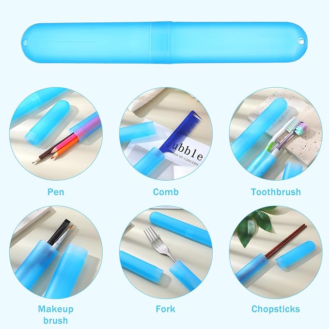 40 Pcs Travel Toothbrush Holder Case Portable Toothbrushs Containers Breathable Toothbrush Storage Assort Color for Travel Trip Home School Camping Business, Blue