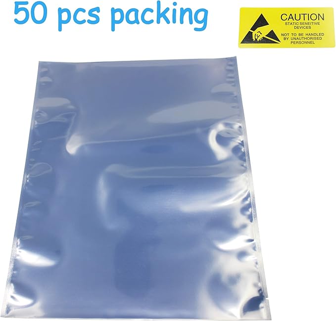Open Top Antistatic Bag for ATX Motherboard Graphics Card GPU Electronics Anti Static Ziplock ESD Shielding Bags, 50 Pcs 12x16inch with Anti-Static Label…