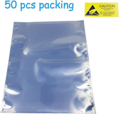 Open Top Antistatic Bag for ATX Motherboard Graphics Card GPU Electronics Anti Static Ziplock ESD Shielding Bags, 50 Pcs 12x16inch with Anti-Static Label…
