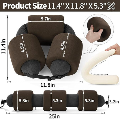 3-Ring Memory Foam Travel Neck Pillow It has obtained a Patent. The Three Rings can be movably Adjusted to Provide Flexible Support for The Neck, Head, and Other Areas.Brown