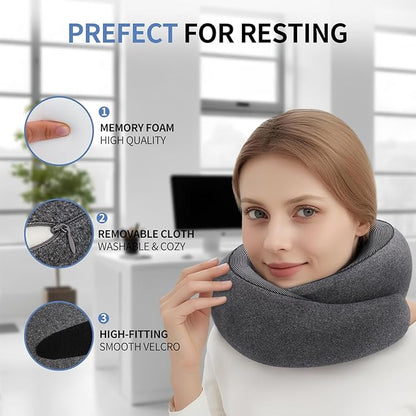 Neck Pillow Airplane, Travel Pillows for Airplanes, Memory Foam Adjustable Portable Neck Pillow for Traveling, Car Rides, and Home Use