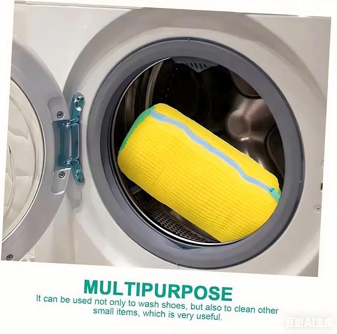 Shoe Cleaning Bag, Machine Washable Shoe Bag for Washing Machines and Dryers, 360 Deep Cleaning, Suitable for All Shoe Types, Reusable Sports Shoe Bag, 2-Pack, Yellow