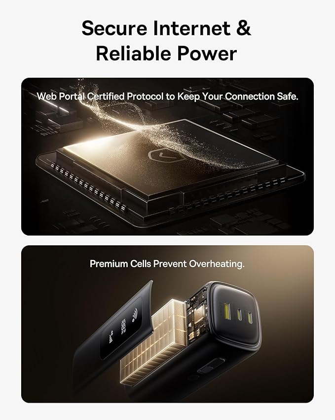 Baseus 4G LTE Mobile Hotspot & 20000mAh 67W Power Bank 2-in-1, Portable WiFi for Travel in 150+ Countries, Enercore Power Bank, 10000mAh Fast Charging Portable Charger Built-in 45W Retractable Cable