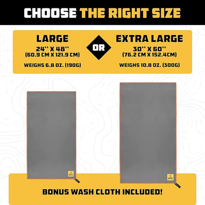 Wise Owl Outfitters Microfiber Camping Towel - Quick Dry Towel for Travel, Backpacking, Hiking, Beach, Gym & Yoga - Compact, Fast Drying & Lightweight