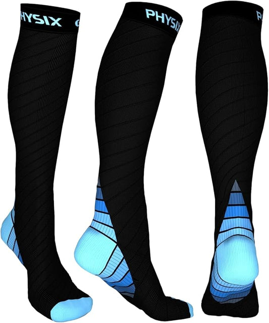 Physix Gear Compression Socks 20-30 mmHg - Men & Women - Running, Nurses, Shin Splints, Flight, Travel