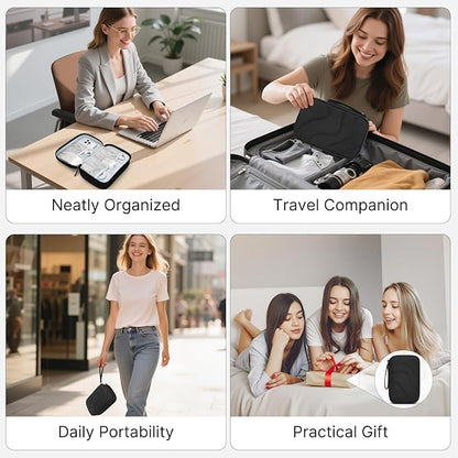 Skycase Tech Pouch - Lightweight Electronics Organizer Travel Case, Double Layers Travel Cable Organizer, All-in-One Storage Bag for Charger, Cord, Phone, Flash Drive, Accessories