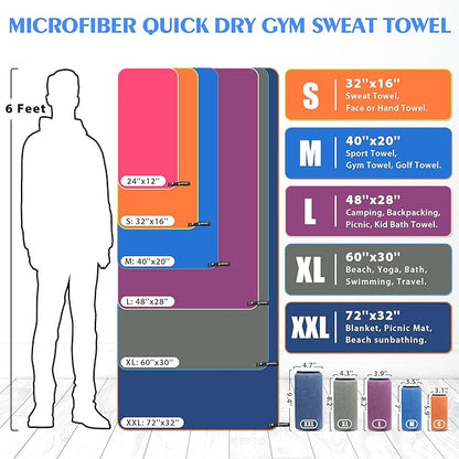 HOEAAS 2 Pack Microfiber Camping Towels, Quick Dry Towel, Super Absorbent Ultra Compact Travel Towel Soft Lightweight Sports Towel for Sweat Fast Drying Towels for Pool,Gym,Hiking,Backpacking,Fitness