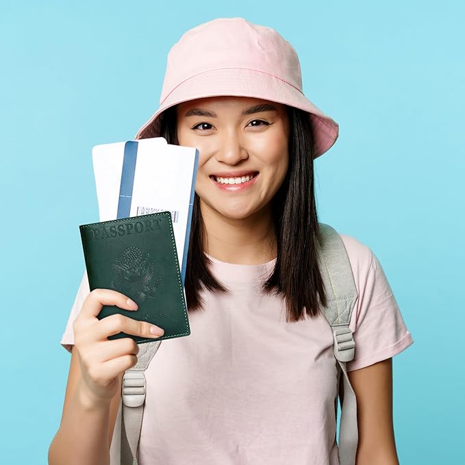 HIFA Leather Passport Holder, Handmade Passport Cover with Card and Ticket Slot - Genuine Leather, Elegant Design, Easy Access - Passport Case, Passport Wallet, Passport Holder