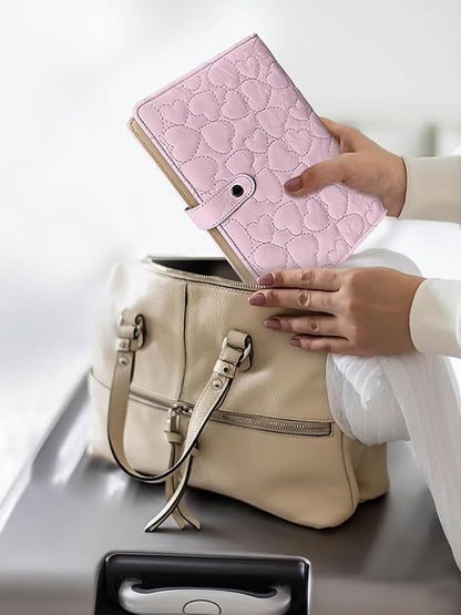 Travel Jewelry Organizer Case, Portable Jewelry Storage Roll Bag with Clear Zipper Velvet Pouch, Jewelry Holder Book Ring Binder for Bracelet, Necklace, Earring, Ring (Pink)